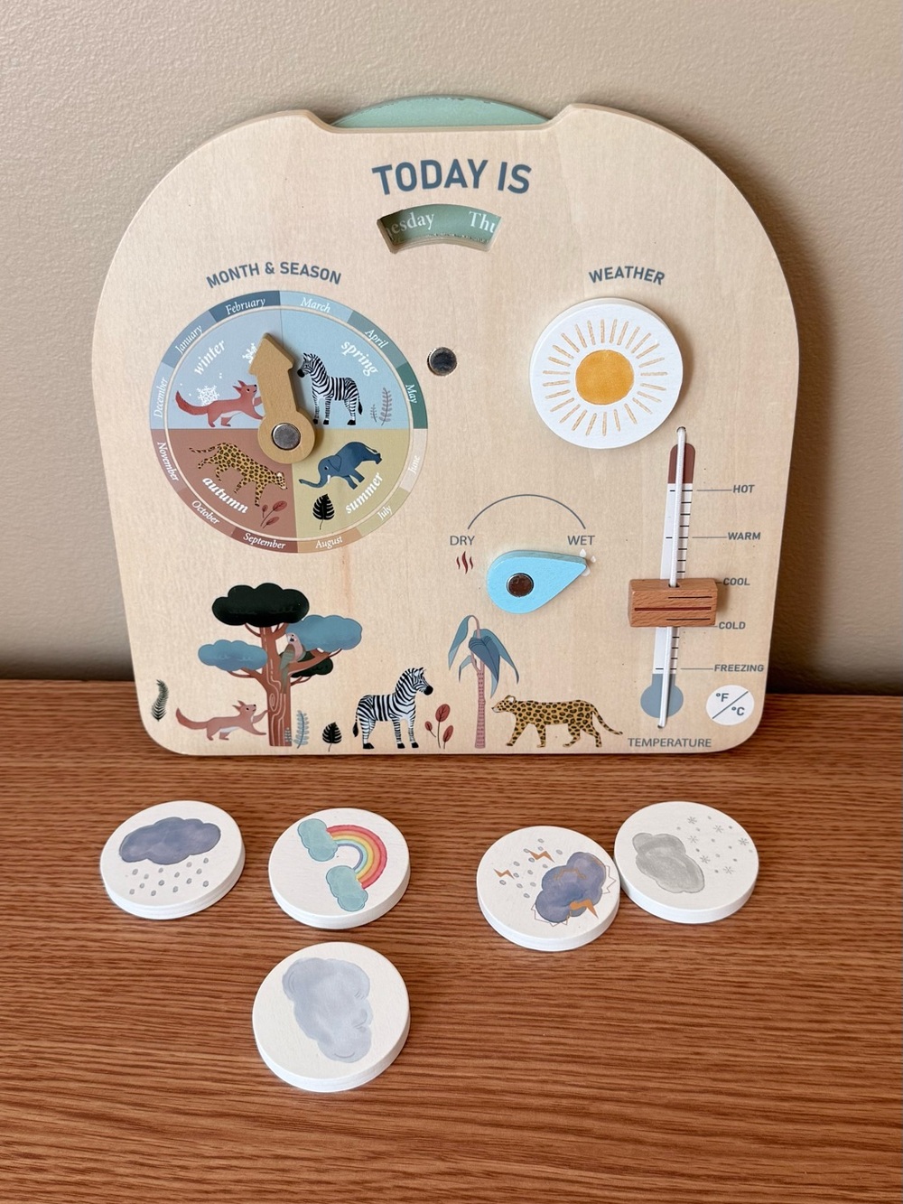 Wooden Kids Weather & Calendar Activity Board